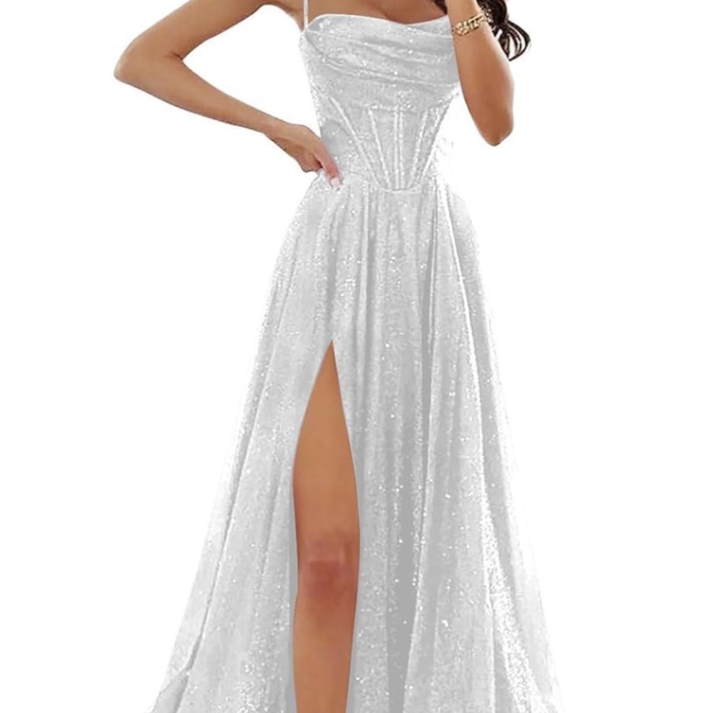 NWT Glitter Spaghetti White Dress